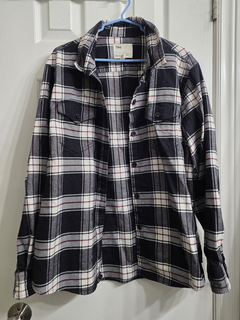 Vintage Tilley Black & White Plaid Button-Down Shirt